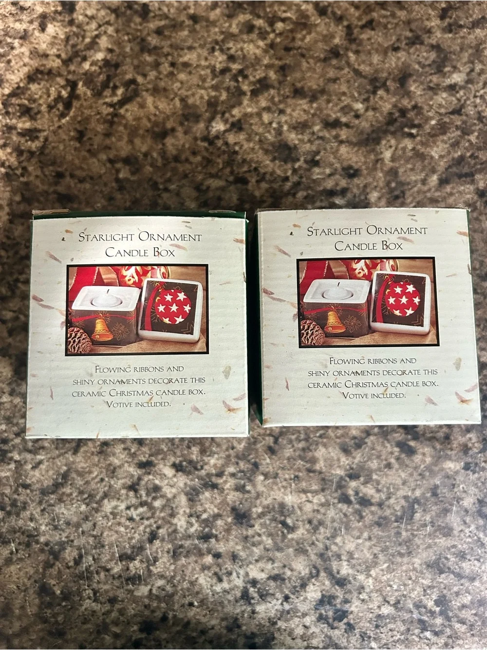 Candle Box - Red Ceramic Holiday Candle (Set of 2)
